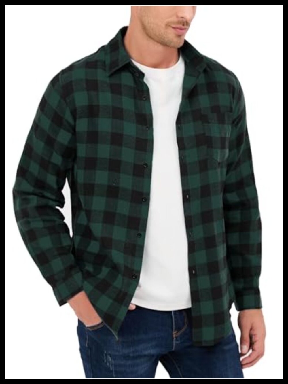 Men's Long Sleeve Cotton Plaid Button Down Shirt Western Cowboy